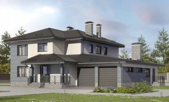 340-005-П Проект двухэтажного дома, гараж, современный дом из поризованных блоков Ахтубинск | Проекты домов от House Expert