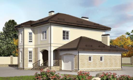 220-007-П Проект двухэтажного дома и гаражом, классический дом из кирпича Астрахань | Проекты домов от House Expert