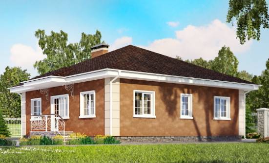 100-001-Л Проект одноэтажного дома, доступный коттедж из арболита Астрахань | Проекты домов от House Expert
