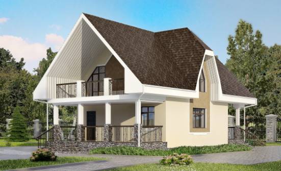 125-001-Л Проект двухэтажного дома мансардой, бюджетный коттедж из поризованных блоков Ахтубинск | Проекты домов от House Expert