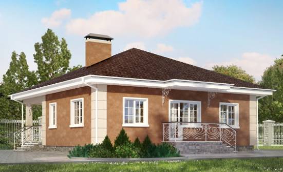 100-001-Л Проект одноэтажного дома, доступный коттедж из арболита Астрахань | Проекты одноэтажных домов от House Expert