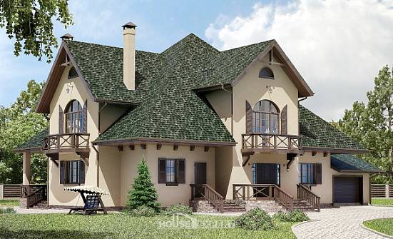 350-001-П Проект двухэтажного дома с мансардным этажом, гараж, уютный домик из керамзитобетонных блоков Ахтубинск | Проекты домов от House Expert