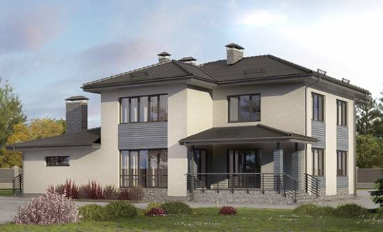 340-005-П Проект двухэтажного дома, гараж, современный дом из поризованных блоков Ахтубинск | Проекты домов от House Expert