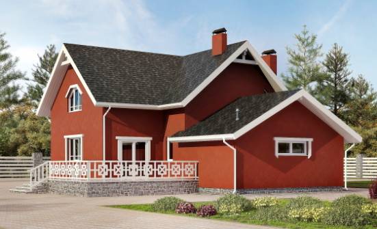 180-013-Л Проект двухэтажного дома с мансардой, гараж, скромный дом из твинблока Астрахань | Проекты домов от House Expert