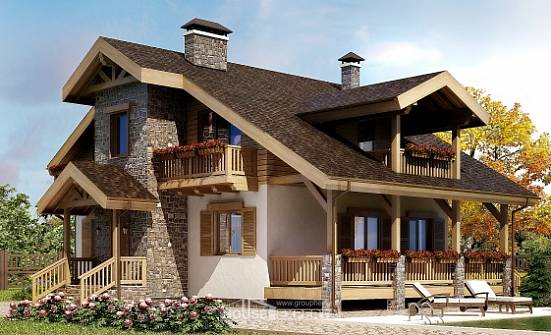 150-004-П Проект двухэтажного дома с мансардным этажом, современный дом из бризолита Ахтубинск | Проекты домов от House Expert