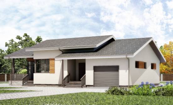 135-002-П Проект одноэтажного дома, гараж, доступный домик из арболита Ахтубинск | Проекты домов от House Expert