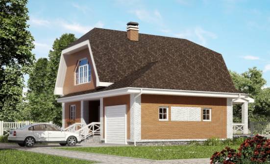 160-006-П Проект двухэтажного дома с мансардой, гараж, средний домик из газобетона Астрахань | Проекты домов от House Expert