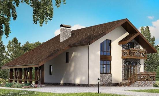 155-007-П Проект двухэтажного дома с мансардным этажом, гараж, небольшой домик из блока Ахтубинск | Проекты домов от House Expert