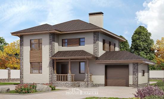 185-004-П Проект двухэтажного дома, гараж, средний дом из бризолита Ахтубинск | Проекты домов от House Expert