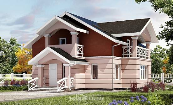 155-009-Л Проект двухэтажного дома с мансардным этажом, уютный дом из блока Ахтубинск | Проекты домов от House Expert