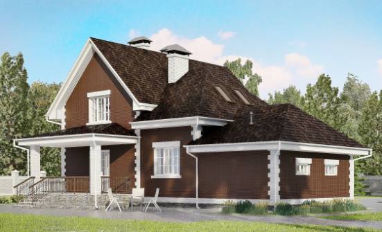190-003-Л Проект двухэтажного дома с мансардой и гаражом, современный домик из керамзитобетонных блоков Ахтубинск | Проекты домов от House Expert