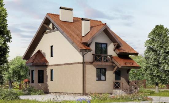 120-003-Л Проект двухэтажного дома с мансардным этажом, экономичный дом из газобетона Астрахань | Проекты домов от House Expert