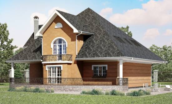 310-001-П Проект двухэтажного дома с мансардой, большой коттедж из теплоблока Ахтубинск | Проекты домов от House Expert