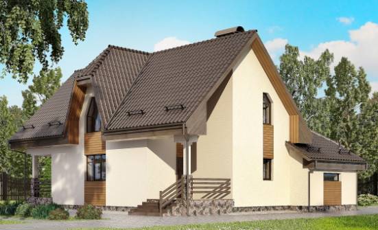 150-001-Л Проект двухэтажного дома мансардный этаж, гараж, красивый дом из блока Ахтубинск | Проекты домов от House Expert
