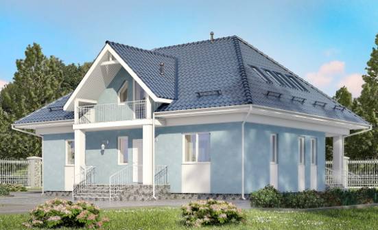 200-002-П Проект двухэтажного дома мансардный этаж, просторный домик из газобетона Астрахань | Проекты домов от House Expert