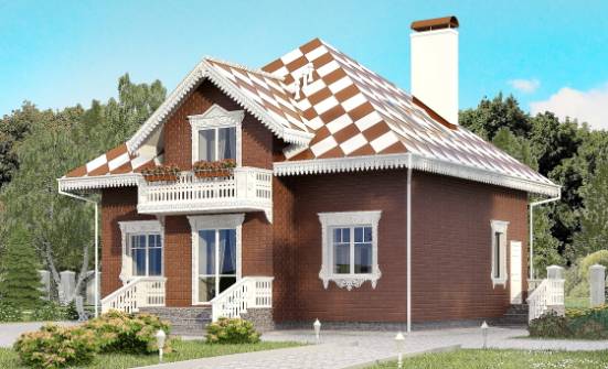 155-003-Л Проект двухэтажного дома с мансардой, гараж, экономичный домик из пеноблока Ахтубинск | Проекты домов от House Expert