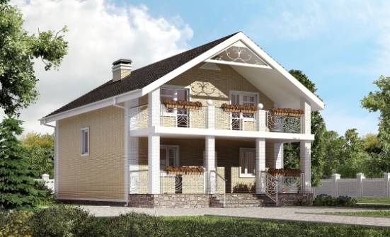 150-007-Л Проект двухэтажного дома мансардой, скромный загородный дом из газосиликатных блоков Астрахань | Проекты домов от House Expert