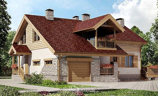 165-002-П Проект двухэтажного дома мансардой, гараж, компактный домик из поризованных блоков Ахтубинск | Проекты домов от House Expert