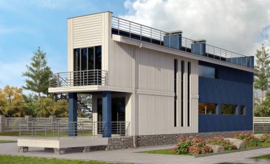 100-003-П Проект двухэтажного дома, бюджетный загородный дом из поризованных блоков Ахтубинск | Проекты домов от House Expert