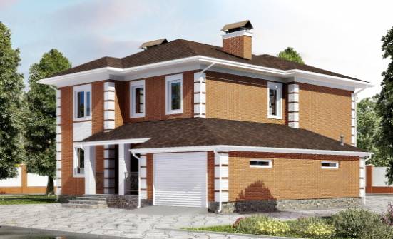 220-004-Л Проект двухэтажного дома и гаражом, средний домик из кирпича Астрахань | Проекты домов от House Expert