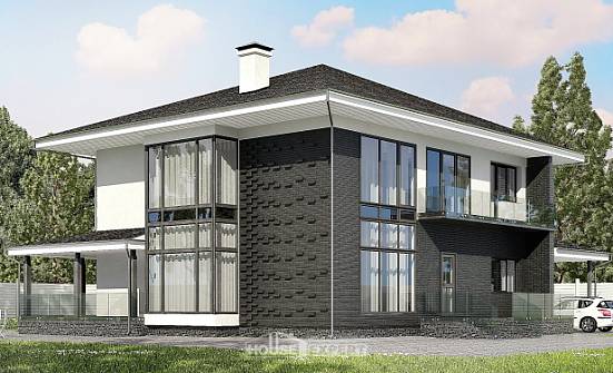 245-002-П Проект двухэтажного дома и гаражом, средний загородный дом из газосиликатных блоков Ахтубинск | Проекты домов от House Expert