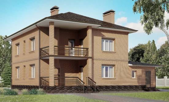 245-003-Л Проект двухэтажного дома, гараж, красивый загородный дом из кирпича Астрахань | Проекты домов от House Expert