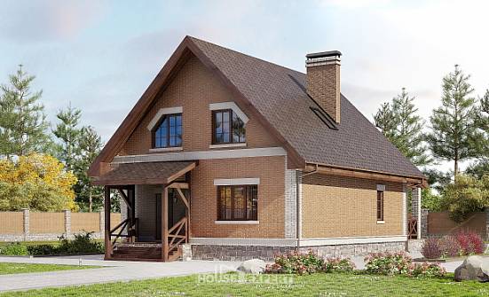 160-011-Л Проект двухэтажного дома мансардой, бюджетный коттедж из теплоблока Ахтубинск | Проекты домов от House Expert