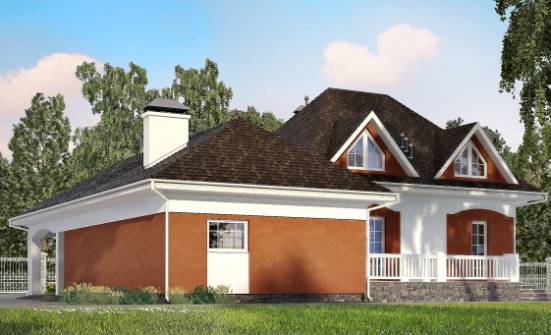 180-007-П Проект двухэтажного дома с мансардой и гаражом, уютный дом из арболита Ахтубинск | Проекты домов от House Expert
