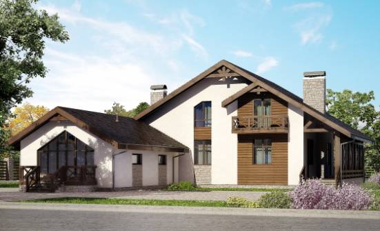 265-001-П Проект двухэтажного дома с мансардным этажом, гараж, классический домик из керамзитобетонных блоков Ахтубинск | Проекты домов от House Expert