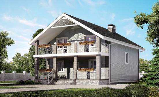 150-007-П Проект двухэтажного дома мансардой, компактный коттедж из блока Астрахань | Проекты домов от House Expert