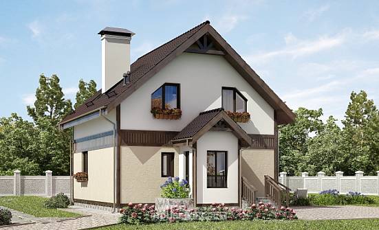 105-001-П Проект двухэтажного дома с мансардой, небольшой коттедж из поризованных блоков Ахтубинск | Проекты домов от House Expert