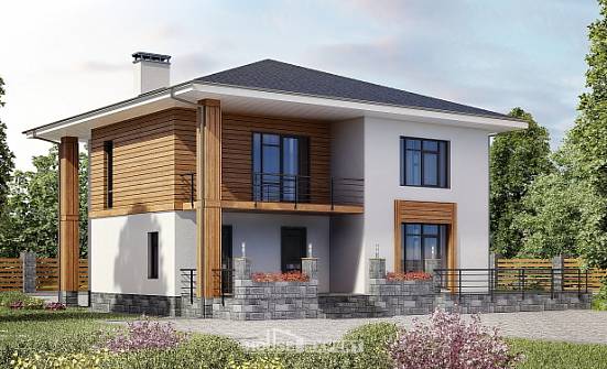 180-015-П Проект двухэтажного дома, скромный домик из газобетона Астрахань | Проекты домов от House Expert
