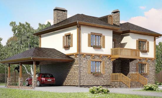 155-006-Л Проект двухэтажного дома и гаражом, скромный коттедж из пеноблока Астрахань | Проекты домов от House Expert