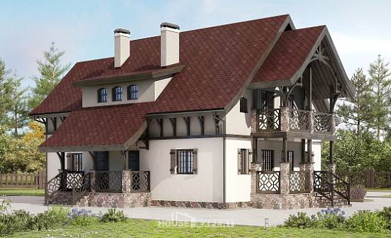 180-014-П Проект двухэтажного дома мансардой, компактный домик из пеноблока Астрахань | Проекты домов от House Expert