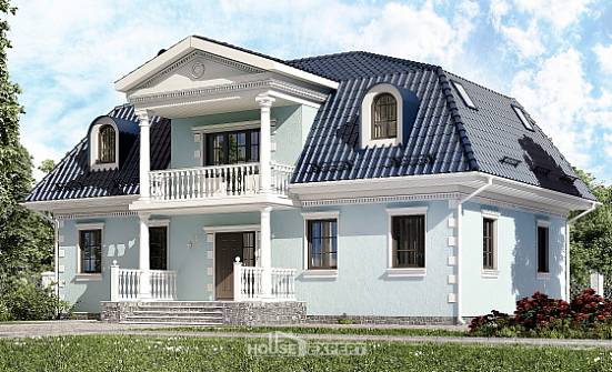 210-004-Л Проект двухэтажного дома с мансардным этажом, уютный загородный дом из керамзитобетонных блоков Ахтубинск | Проекты домов от House Expert