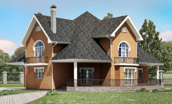 310-001-П Проект двухэтажного дома с мансардой, большой коттедж из теплоблока Ахтубинск | Проекты домов от House Expert