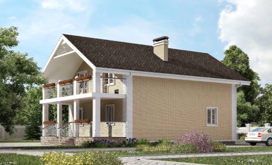 150-007-Л Проект двухэтажного дома мансардой, скромный загородный дом из газосиликатных блоков Астрахань | Проекты домов от House Expert