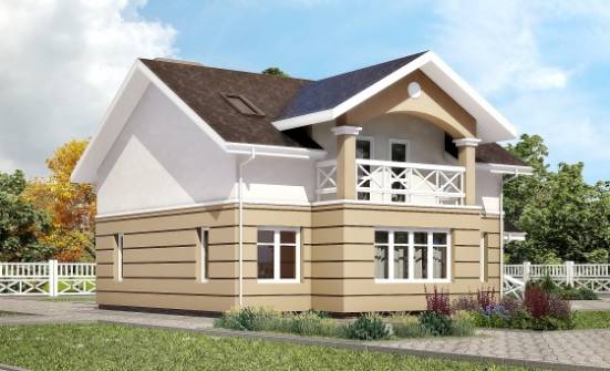 155-009-П Проект двухэтажного дома с мансардой, недорогой загородный дом из арболита Ахтубинск | Проекты домов от House Expert