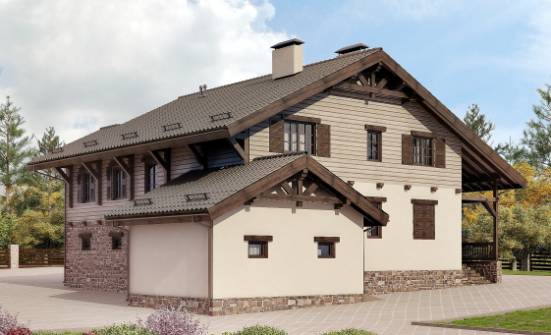255-002-П Проект двухэтажного дома с мансардой и гаражом, большой загородный дом из бризолита Астрахань | Проекты домов от House Expert