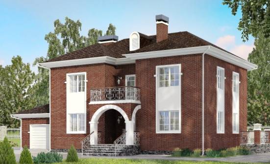 180-006-Л Проект двухэтажного дома и гаражом, уютный коттедж из кирпича Ахтубинск | Проекты домов от House Expert
