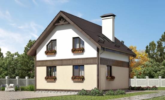 105-001-П Проект двухэтажного дома с мансардой, небольшой коттедж из поризованных блоков Ахтубинск | Проекты домов от House Expert