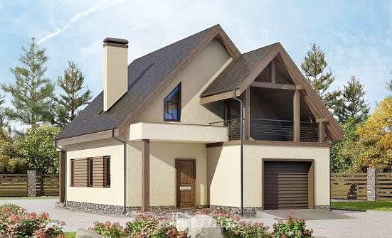 120-005-Л Проект двухэтажного дома с мансардой и гаражом, небольшой домик из пеноблока Ахтубинск | Проекты домов от House Expert