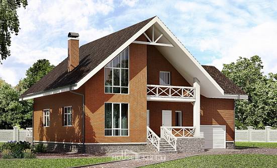 215-001-П Проект двухэтажного дома с мансардой, гараж, средний домик из бризолита Ахтубинск | Проекты домов от House Expert