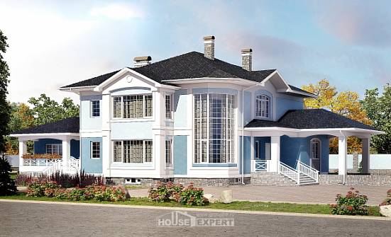620-001-П Проект трехэтажного дома и гаражом, классический загородный дом из теплоблока Ахтубинск | Проекты домов от House Expert