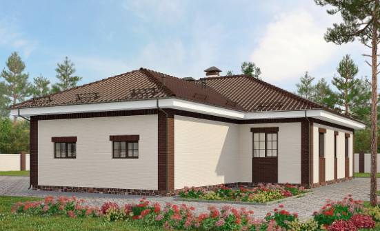 160-015-П Проект одноэтажного дома и гаражом, бюджетный дом из пеноблока Астрахань | Проекты домов от House Expert