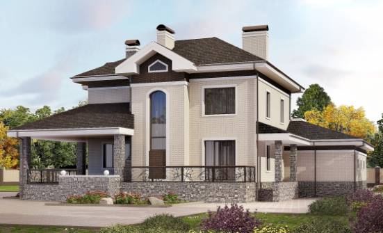 365-001-Л Проект трехэтажного дома и гаражом, классический коттедж из кирпича Астрахань | Проекты домов от House Expert