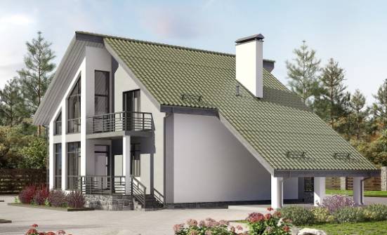 170-009-Л Проект двухэтажного дома мансардой, гараж, уютный домик из бризолита Астрахань | Проекты домов от House Expert