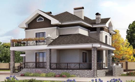 365-001-Л Проект трехэтажного дома и гаражом, классический коттедж из кирпича Астрахань | Проекты домов от House Expert