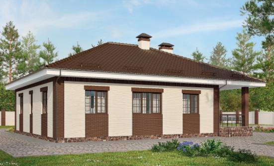 160-015-П Проект одноэтажного дома и гаражом, бюджетный дом из пеноблока Астрахань | Проекты домов от House Expert
