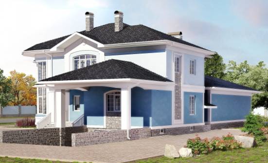 620-001-П Проект трехэтажного дома и гаражом, классический загородный дом из теплоблока Ахтубинск | Проекты домов от House Expert
